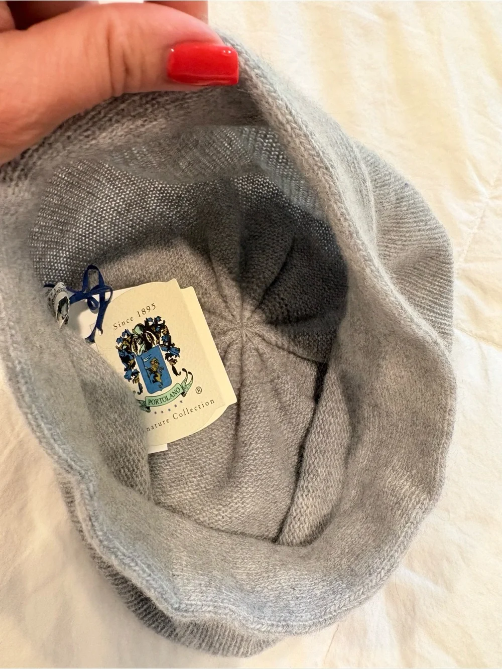 Portolano 100% Cashmere Gray Slouchy Beanie Hat NWT One Size